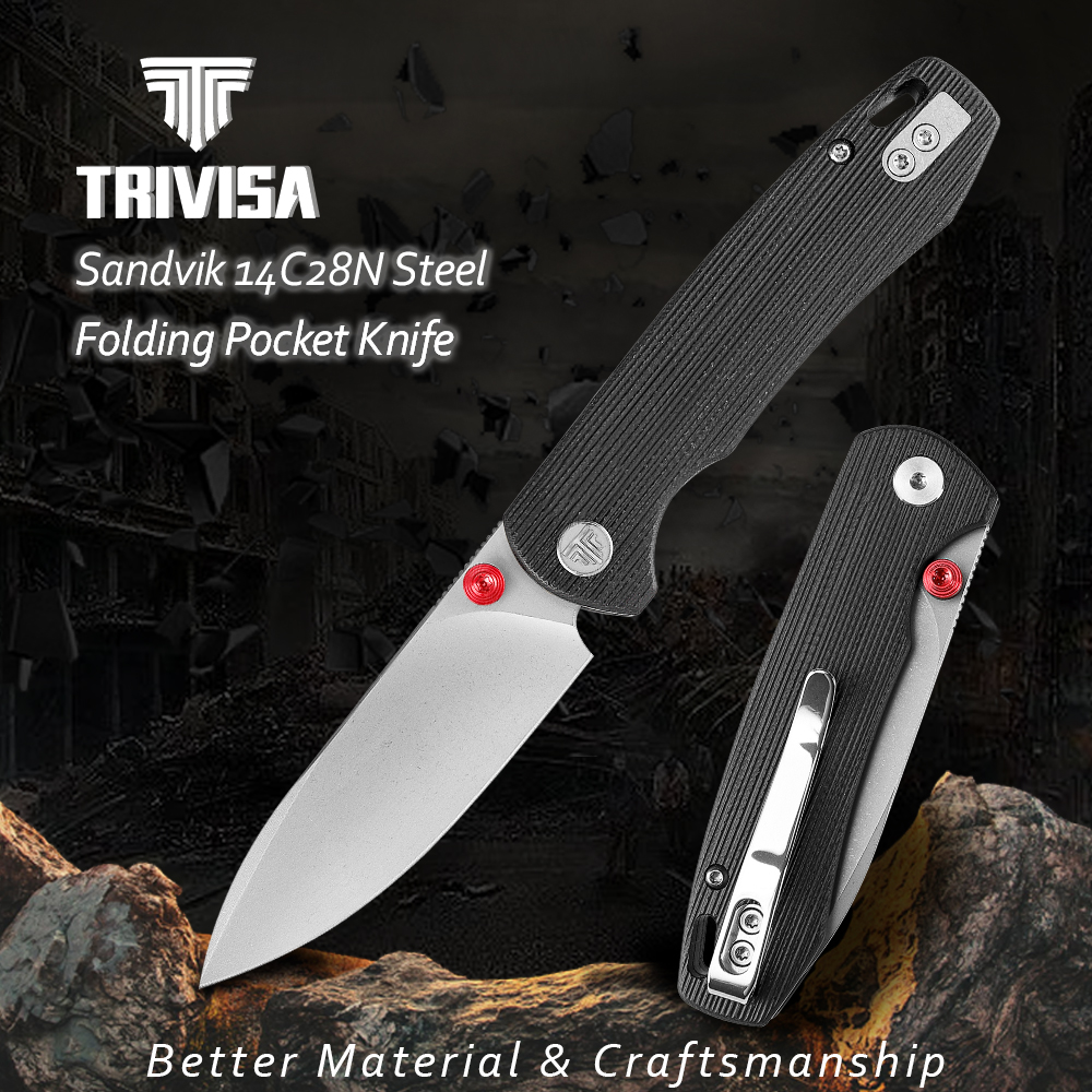 Outdoor Hunting Gifts - TRIVISA Folding Knife for Men, 3.74