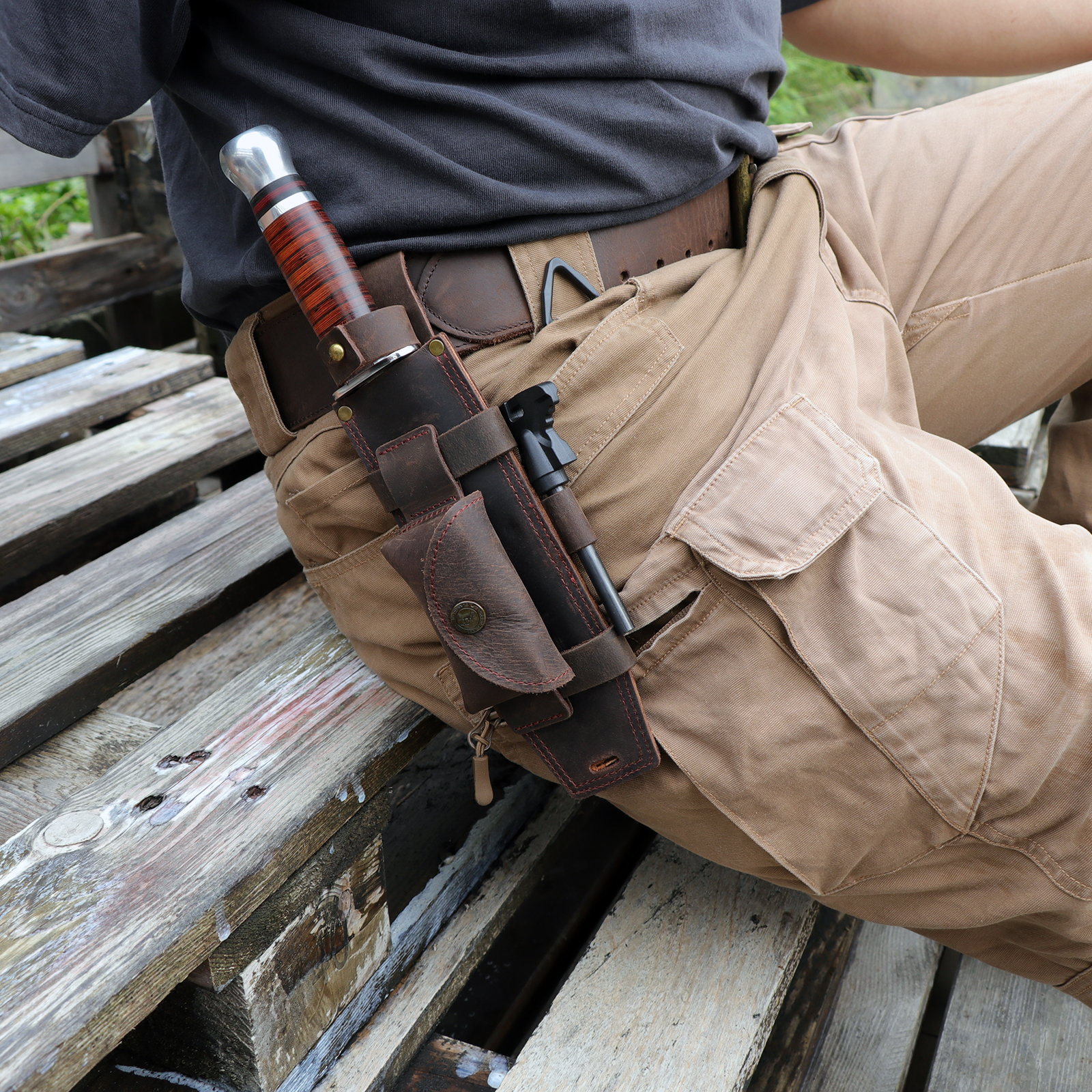 Tourbon Camping Leather thKnif - Knife Hunting Fixed Blade ulasan dan harga