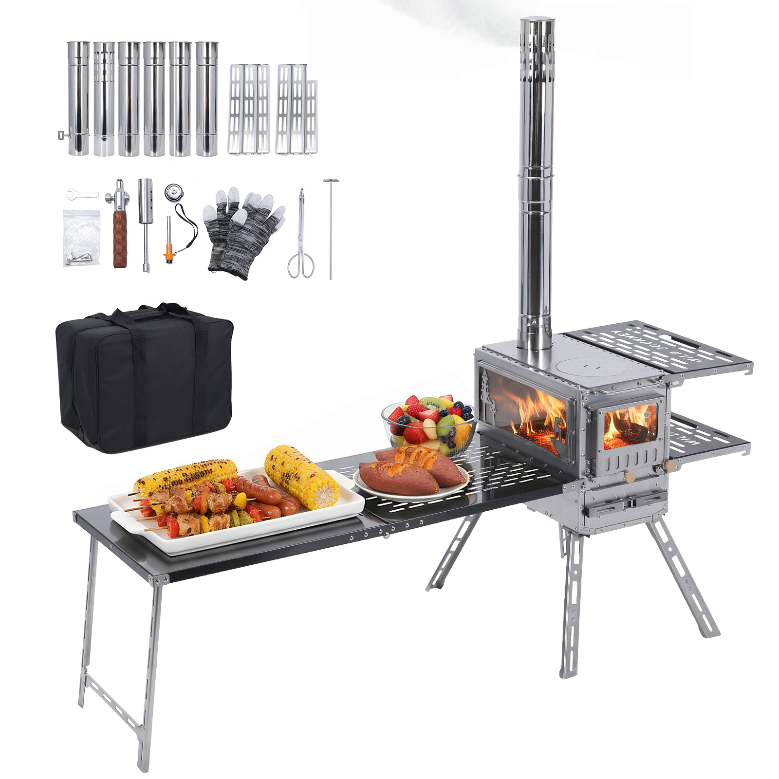 Hot Tent Stove with Oven & Cam - Outdoor Hunting Table ulasan dan harga