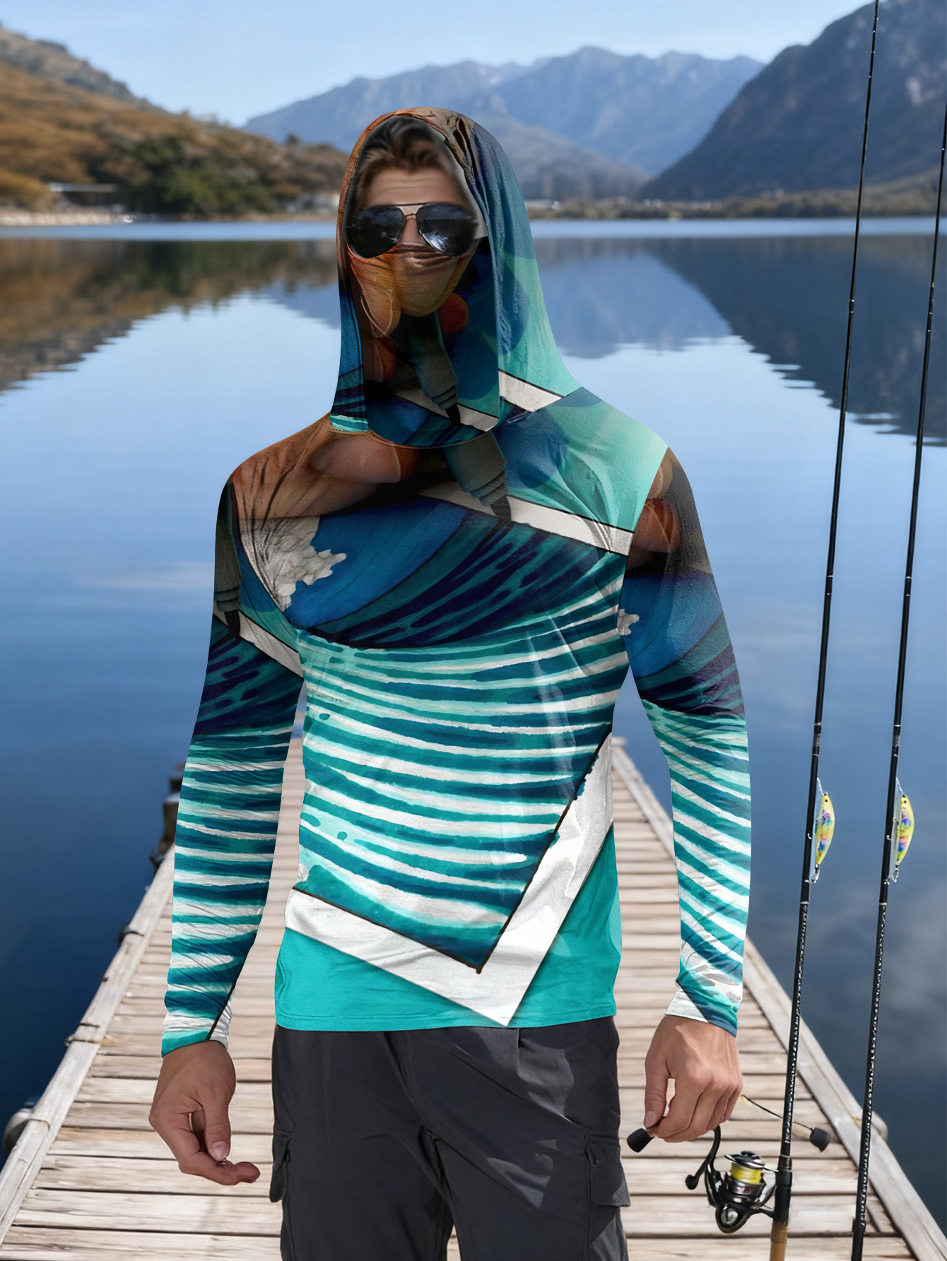 Fishing hooded sweatshirt men' - Hunting Outdoor Shirts ulasan dan harga