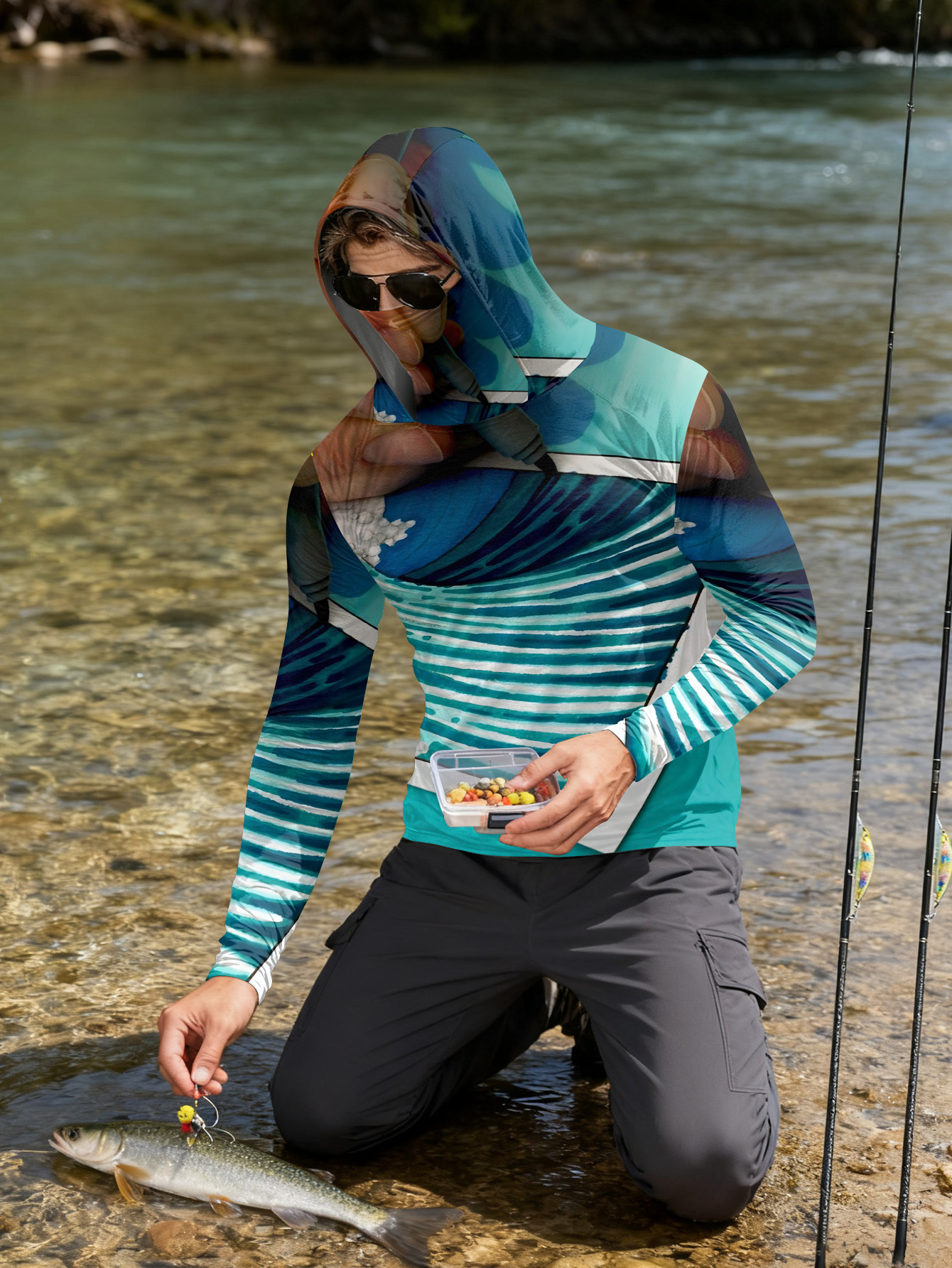 Fishing hooded sweatshirt men' - Hunting Outdoor Shirts ulasan dan harga