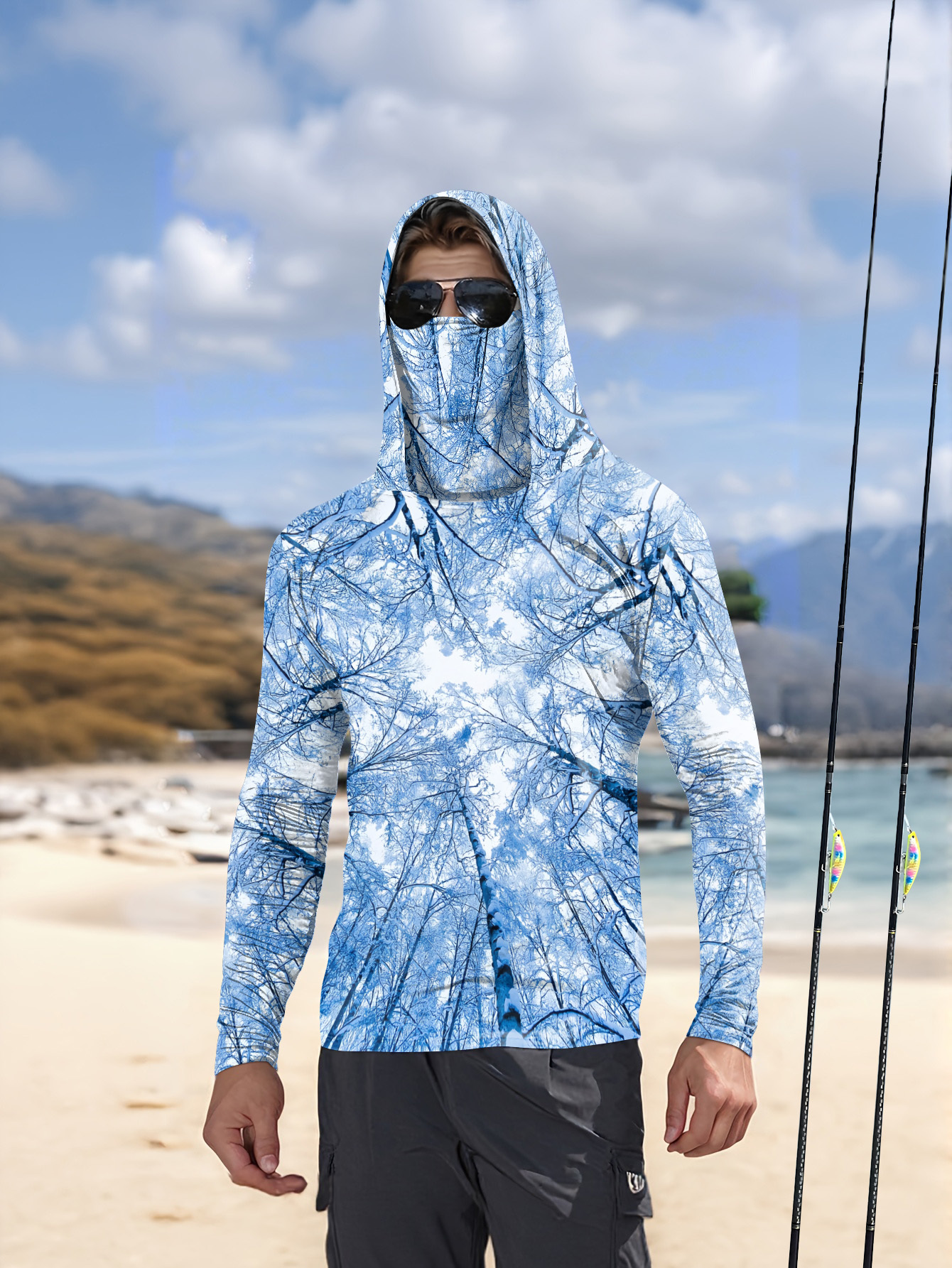 Fishing hooded sweatshirt men' - Hunting Outdoor Shirts ulasan dan harga